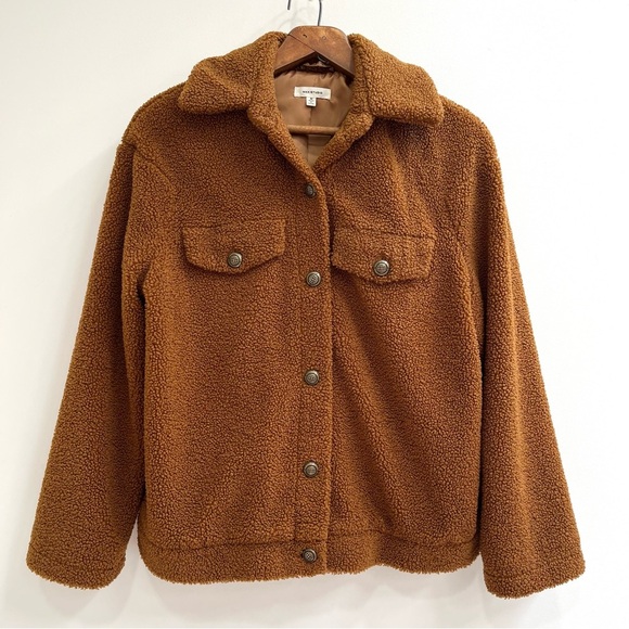 Max Studio Sherpa faux fur teddy jacket brown size medium - Picture 1 of 9